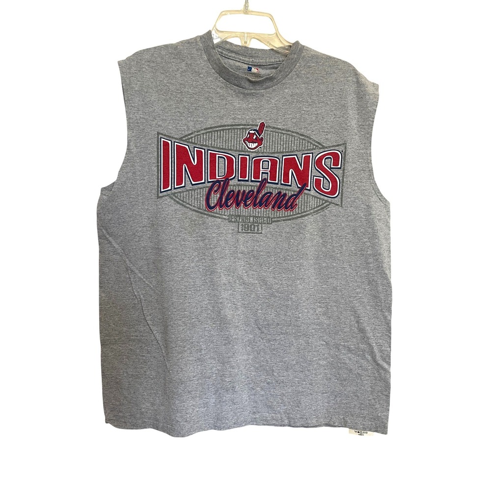 VTG MLB Cleveland Indians Sleeveless Muscle T-Shirt Mens XL Chief Wahoo tank top